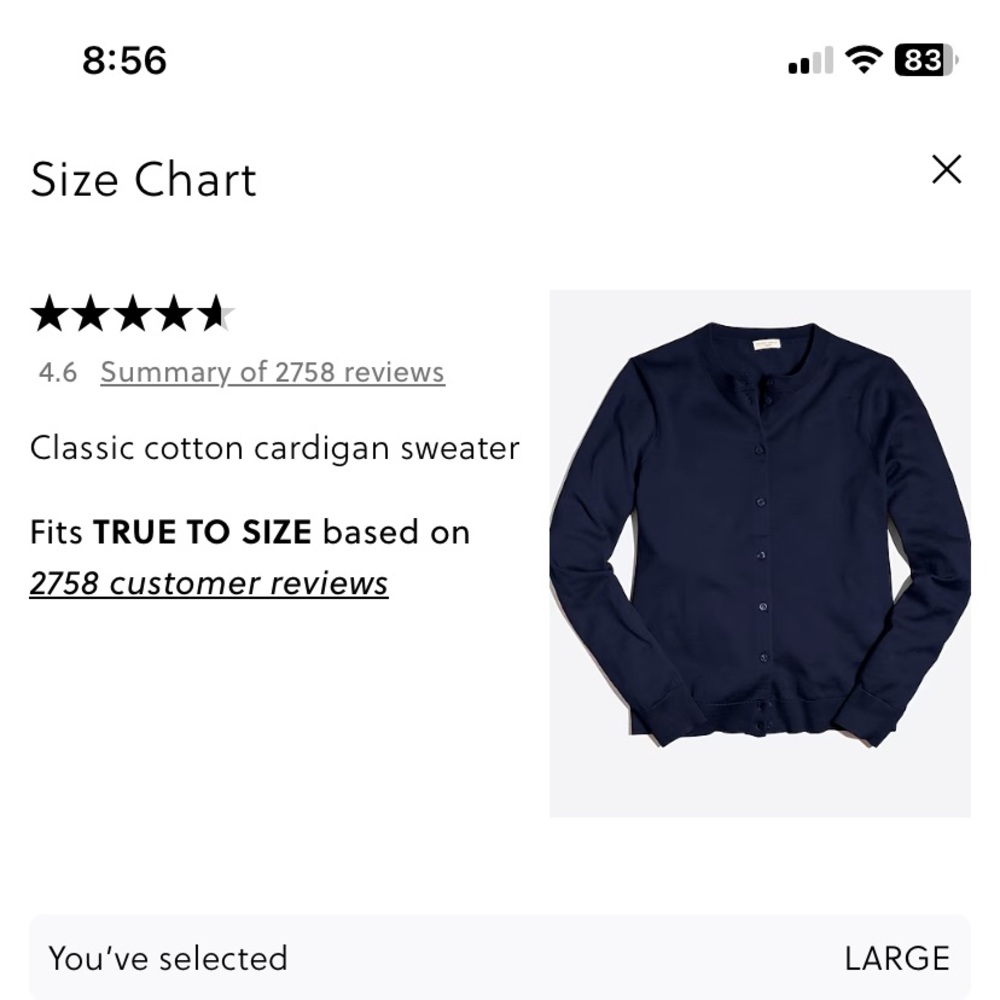 J. Crew Dark Blue Classic Cardigan